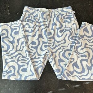 Cotton On Blue Swirl High-Rise Mom Jeans - Size 8 NWT